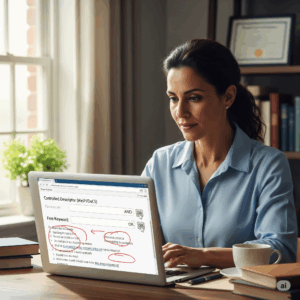 Enfermeira pesquisadora realizando a busca por descritores e palavras-chave no MESH da PUBMED/MEDLINE